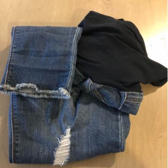 1822 Denim, Avah Maternity Cuffed Skinny Jean Fray Trim - Picture 3 of 4